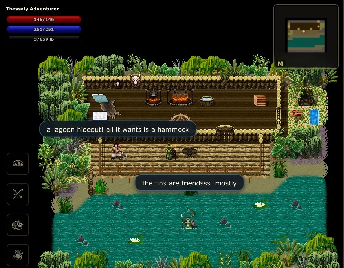 A stilt-house pirate hideout over the waters of Tiger Lagoon